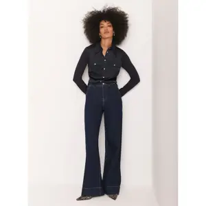 Mint Velvet Navy Satin Utility Shirt
